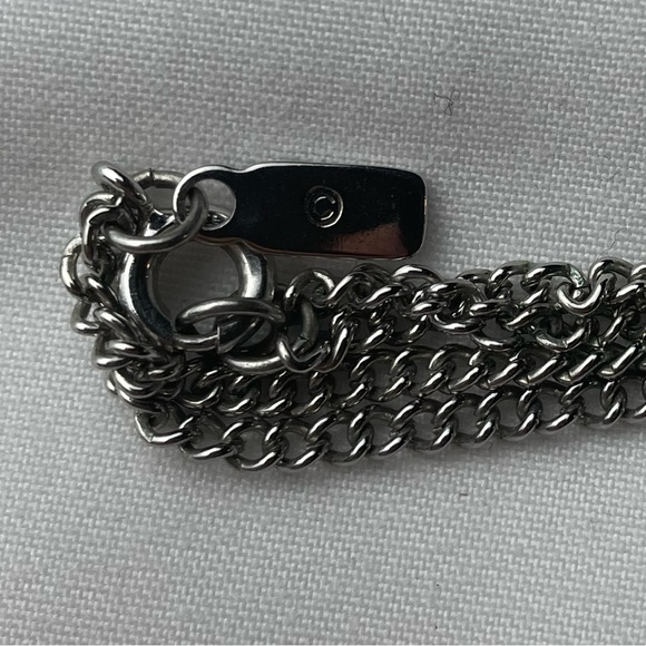 Vintage Signed Monet Silver Tone Double Strand Tassel Necklace - Picture 5 of 5